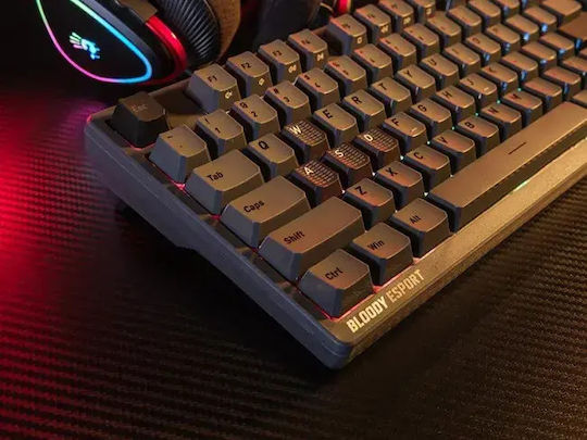 A4Tech Bloody MS76 Ηall Effect Gaming Πληκτρολόγιο 75% με Magnetic διακόπτες και RGB φωτισμό (International English) Iron Grey
