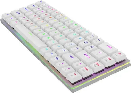 Aqirys Agena Ασύρματο Gaming Μηχανικό Πληκτρολόγιο 65% με Gateron Low Profile Red διακόπτες και RGB φωτισμό (Αγγλικό US) Λευκό