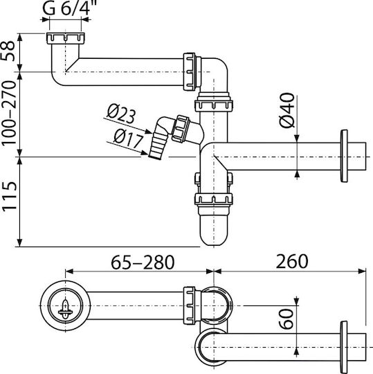 Compact Sink Pipe Semi-trap 6/4 Nut
