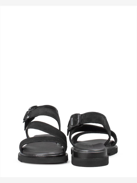 Women's Flat Sandals Black 639 Black Suede