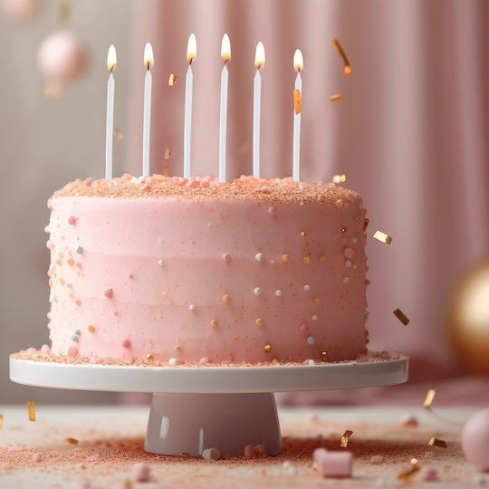 White Long Birthday Cake Candles 14.5 Cm 12 Pcs