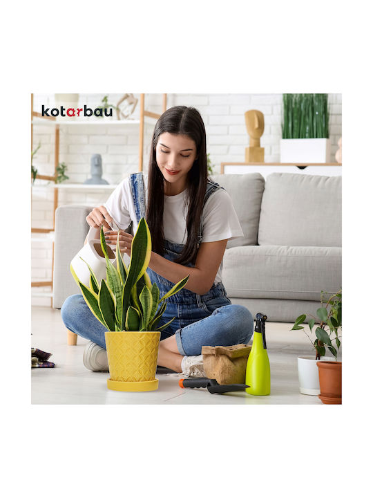 Kotarbau Set of 2 Ceramic Flower Pots Mustard with Saucer
