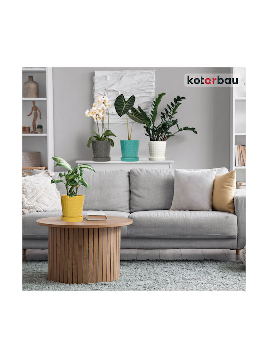 Kotarbau Ceramic Flower Pot Mustard With Saucer 15x15cm