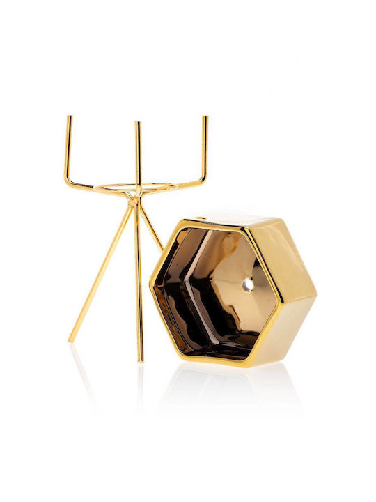 HowHomely Keramik Blumentopf Gold 21cm