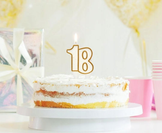 Kuchenkerze Nummer Ziffer 18 Geburtstag Achtzehnte Gold Umriss