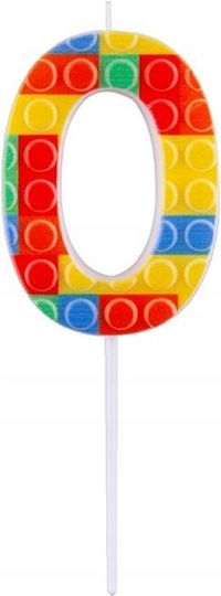 Piker Candle Cake Number 0 Zero Colorful Blocks Birthday 10cm