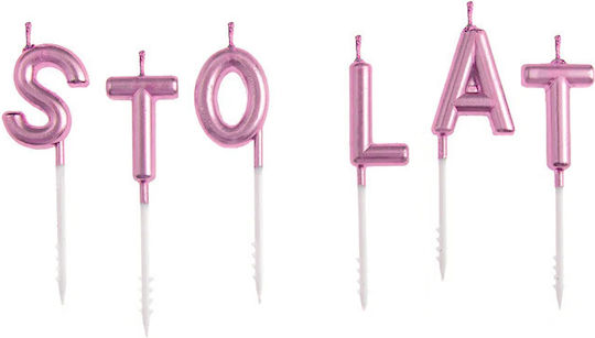Birthday Candles Inscription Sto Lat Pink Gold