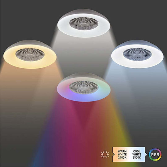 123led Deckenventilator 60cm mit Leuchte Weiß
