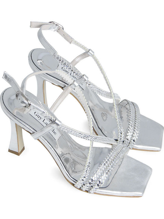 Damen Sandalen Silber Leder