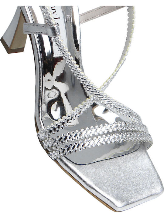 Damen Sandalen Silber Leder