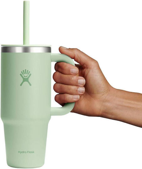 Hydro Flask Ποτήρι Θερμός Ανοξείδωτο 710ml Aloe με Λαβή και Καλαμάκι