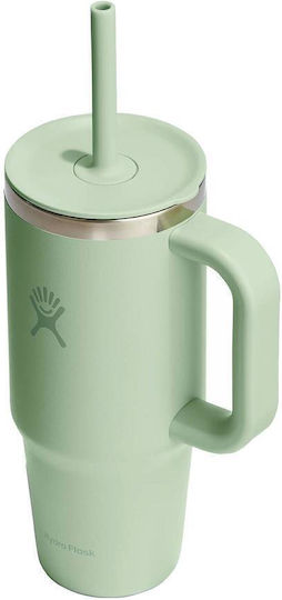 Hydro Flask Ποτήρι Θερμός Ανοξείδωτο 710ml Aloe με Λαβή και Καλαμάκι