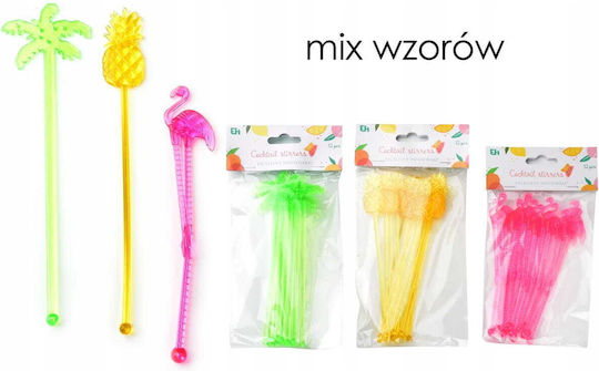 Set 12 Colorful Cocktail Decorations 24cm Plastic