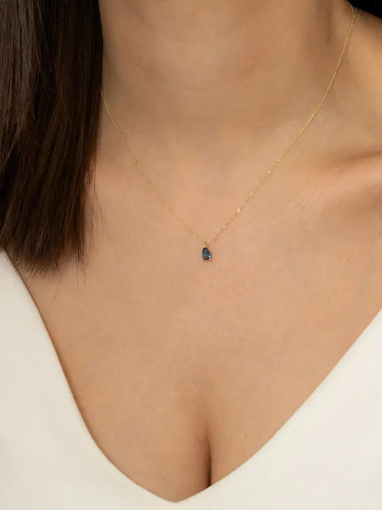 Halskette mit Träne-Design aus 14K Gold Blau