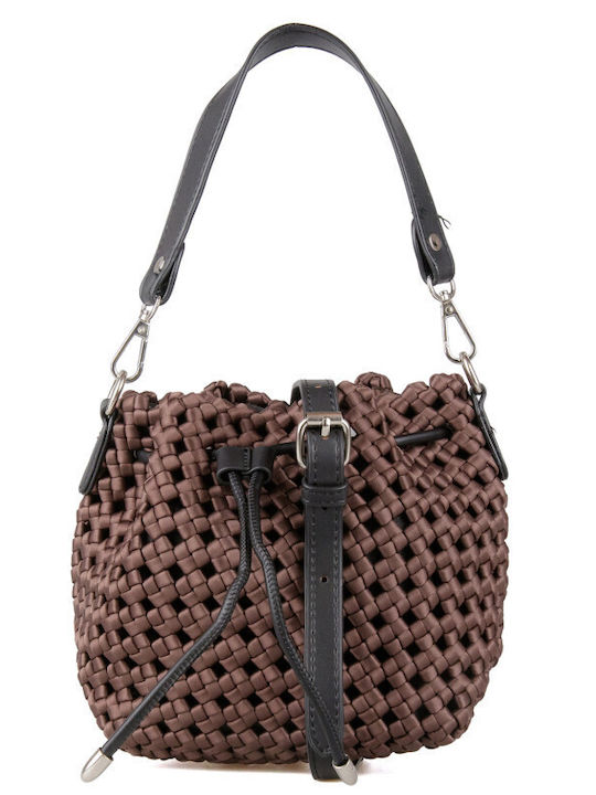 Gestrickte Damen Schultertasche Braun