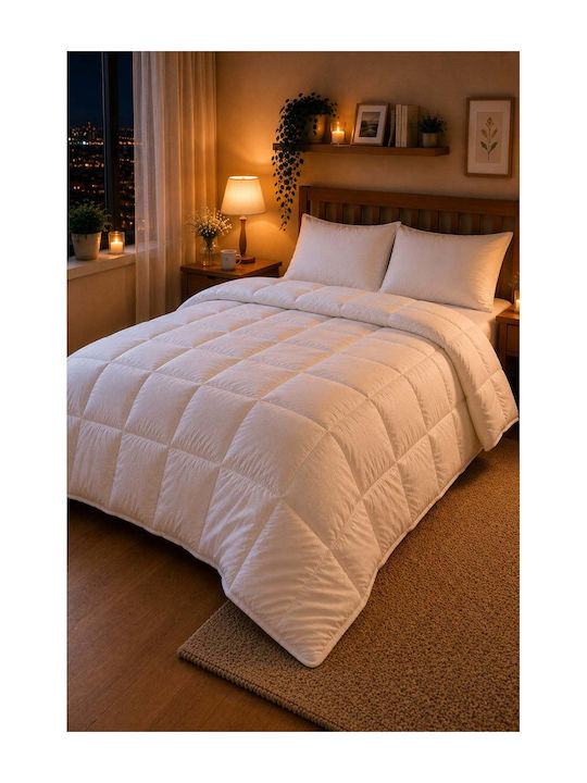 SteweHome Σετ Πάπλωμα Ημίδιπλο με Γέμιση Microfiber 195x215εκ. Λευκό