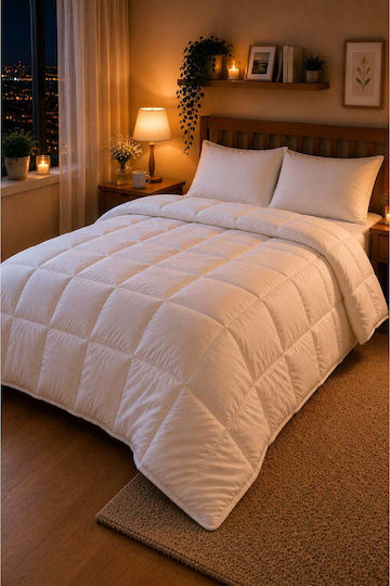 SteweHome Σετ Πάπλωμα Ημίδιπλο με Γέμιση Microfiber 195x215εκ. Λευκό