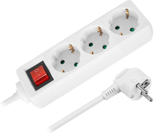 Rebel Power Strip 3 Sockets with Switch and 3m Cable