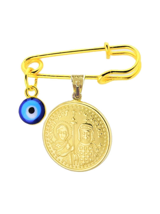 Papadopoulos Gold Kinder Sicherheitsnadel-Anhänger mit Konstantin-Münze K14.664
