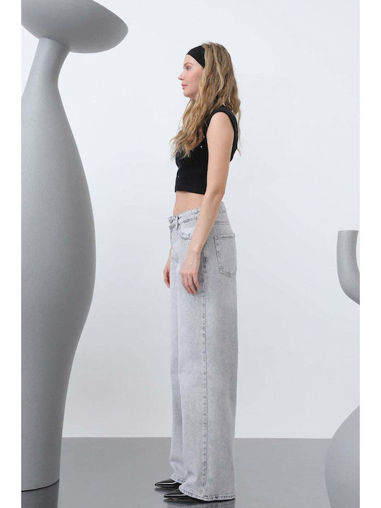 Women's Jean Pants in Baggy Leg Style Gray