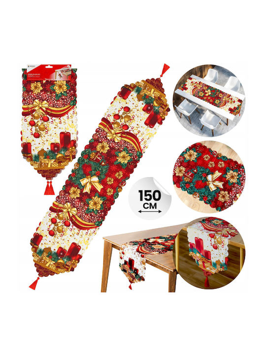 Vergionic Față De Masă De Crăciun Din Material Textil Runner Roșu 150x34cm