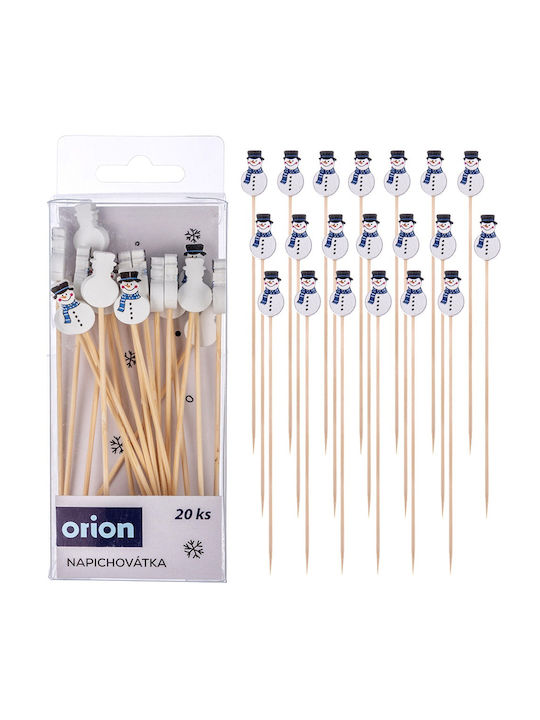Orion Set Christmas Wooden Snowmen Toothpicks 20 Pieces
