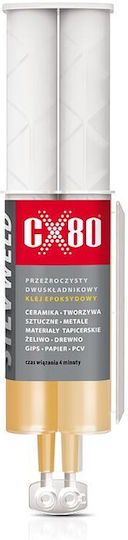 Cx80 Silv Weld Clear Universal Epoxy Adhesive Metal Glass 24ml X2