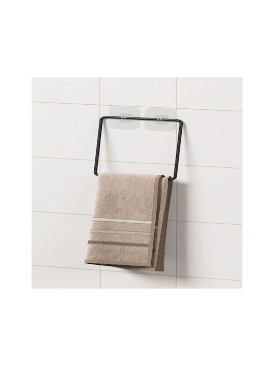 Femmit Suport Prosoape Pătrat Metalic Autocolant Pentru Baie și Bucătărie Negru Mat 17×17 Cm
