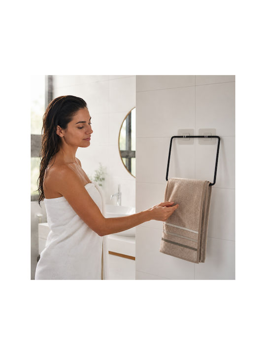 Femmit Suport Prosoape Pătrat Metalic Autocolant Pentru Baie și Bucătărie Negru Mat 17×17 Cm