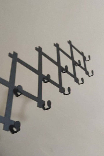 SteweHome Cremastă de Perete Metalică cu 10 Compartimente Neagră 55x20x20cm SteweHome Cremastă de Perete Metalică cu 10 Compartimente Neagră 55x20x20cm