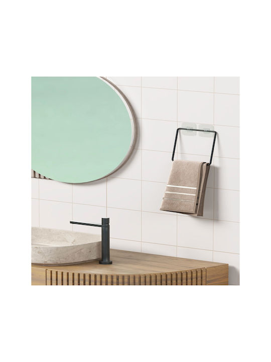 Femmit Suport Prosoape Pătrat Metalic Autocolant Pentru Baie și Bucătărie Negru Mat 17×17 Cm