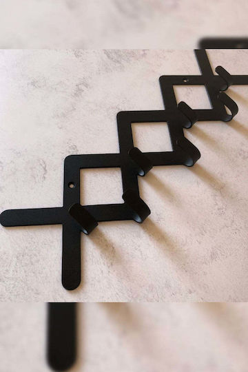 SteweHome Metal Wall Hanger 7 Hooks Black 50x20x20cm