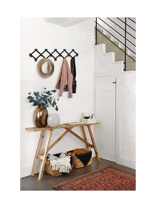 SteweHome Metal Wall Hanger 10 Hooks Black 55x20x20cm