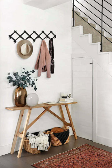 SteweHome Metal Wall Hanger 10 Hooks Black 55x20x20cm