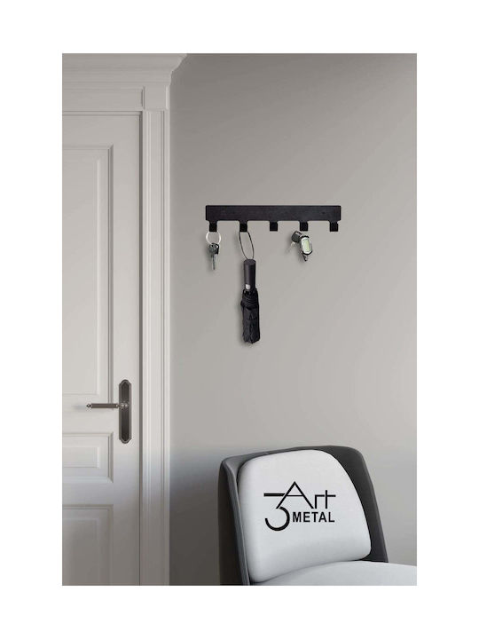 SteweHome Metal Wall Hanger 5 Hooks Black 35x3x6cm