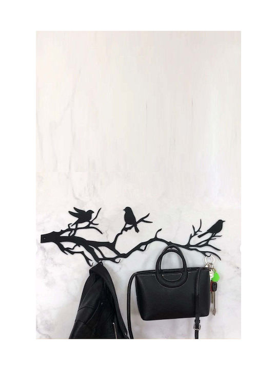 SteweHome Metal Wall Hanger 6 Hooks Black 55x18x18cm