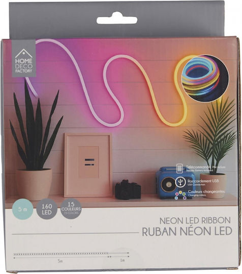 The Home Deco Factory LED-Streifen USB 5V 5m Neon-Flex mit Stromversorgung & Fernbedienung