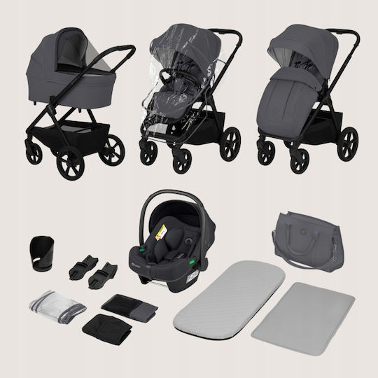 Lionelo Carmine Umkehrbar 3 in 1 Baby Kinderwagen Für Neugeborene Gray Stone