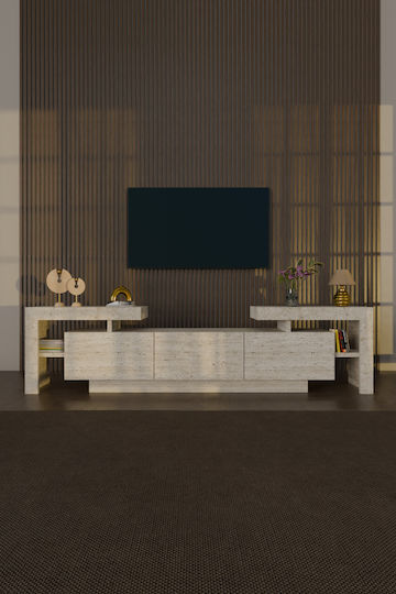 Έπιπλο TV Επιδαπέδιο με Φωτισμό Led Εκρού 190x30x60εκ. Έπιπλο TV Επιδαπέδιο με Φωτισμό Led Εκρού 190x30x60εκ.