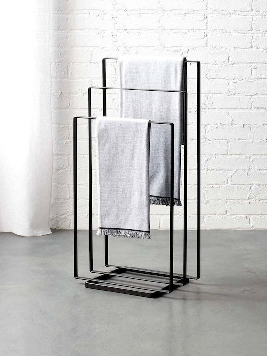 SteweHome Κρεμάστρα Δαπέδου από Μέταλλο Μαύρη 45x80x80cm