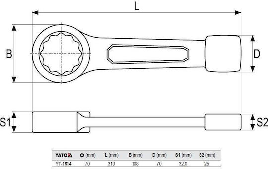 Yato Single Polygon Wrench Hammer Size 70mm