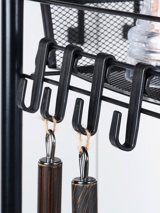 Vilde Metal Kitchen Trolley 3 Tiers Black 44x26x63cm