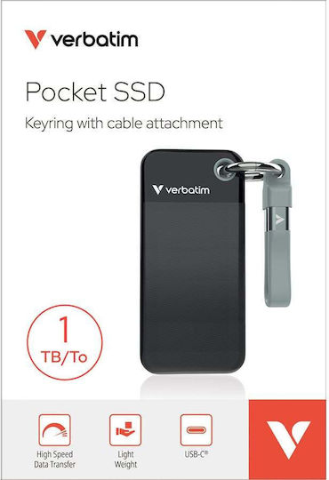 Verbatim Pocket USB 3.2 External SSD 1TB M.2 Black / Grey