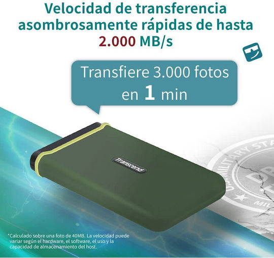 Transcend ESD380C USB-C 3.2 / 3.0 Εξωτερικός SSD 1TB 2.5" Πράσινο