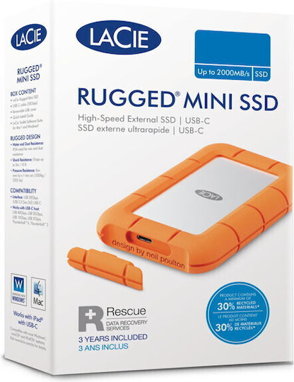 Lacie Rugged Mini USB-C Εξωτερικός SSD 4.1TB 2.5" Μαύρο