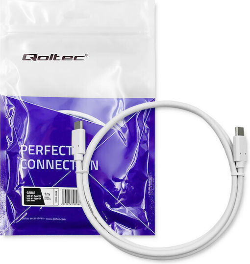 Qoltec USB 3.1 Kabel USB-C männlich - USB-C Weiß 1m (50508)