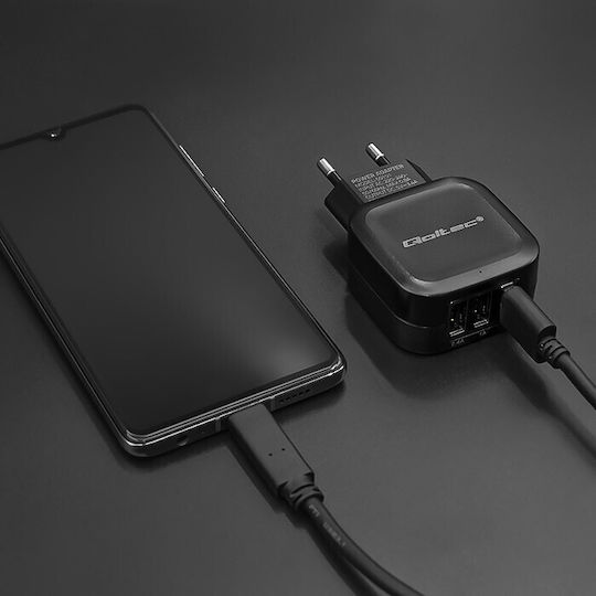 Qoltec USB 2.0 Cable USB-C male - USB-A Black 1.8m (50363)