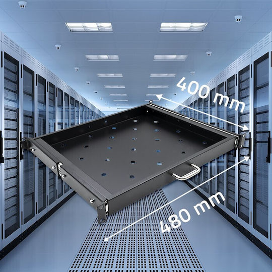 Qoltec Solider Stahlplatten-Rackhalter 600*600 Ausziehbar Schwarz