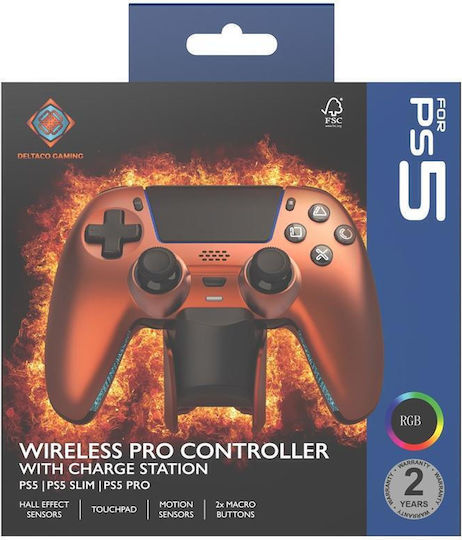 Deltaco GAM-199 Ασύρματο Gamepad για PS5 Πορτοκαλί