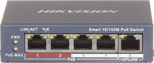 Hikvision DS-3E1105P-EI v2 Managed L2 PoE Switch with 5 Gigabit (1Gbps) Ethernet Ports
